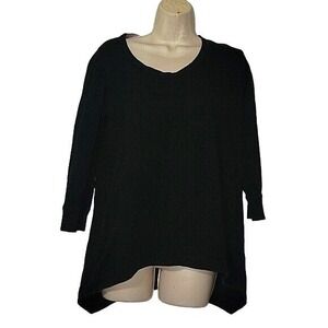 WILT Designer Long Sleeve Tunic Slub‎ Jersey Knit Breathable Casual Top S Black